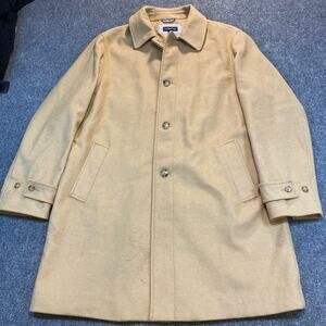 Lands End Mens 44 Wool Blend Camel Tan Peacoat Overcoat Jacket